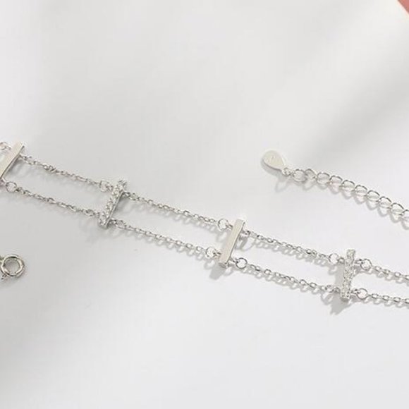 NEW 925 Sterling Silver Diamond Bar Bracelet J - Picture 7 of 10